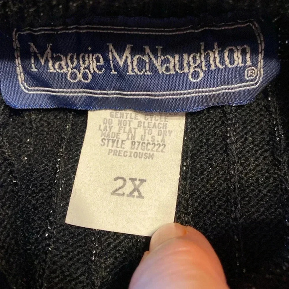 Maggie McNaughton sparkly black short sleeve lightweight sweater size 2X - Picture 5 of 6